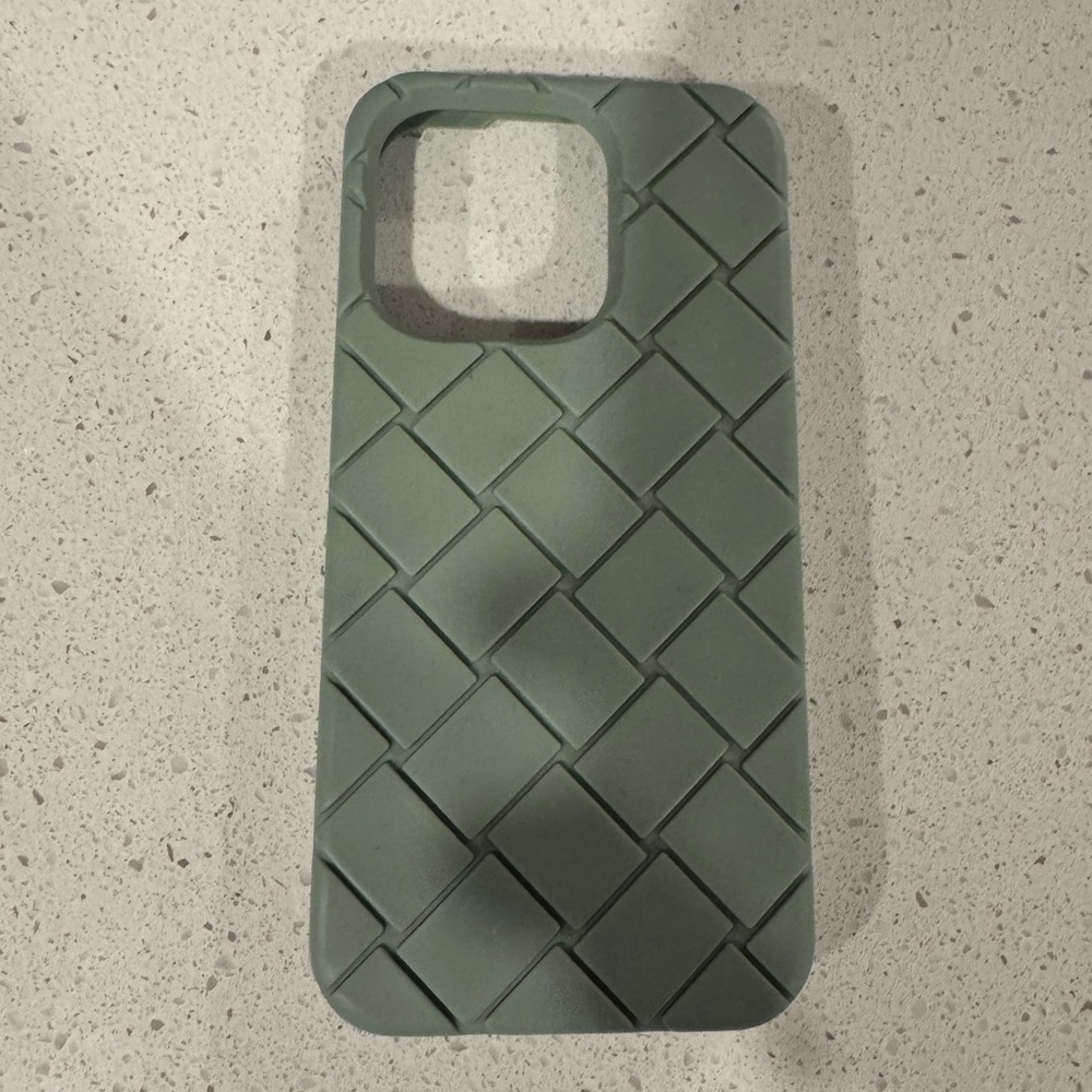 Green Bottega Veneta Woven Pattern Phone Case